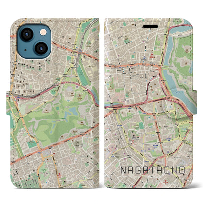 【永田町（東京都）】地図柄iPhoneケース（手帳タイプ）