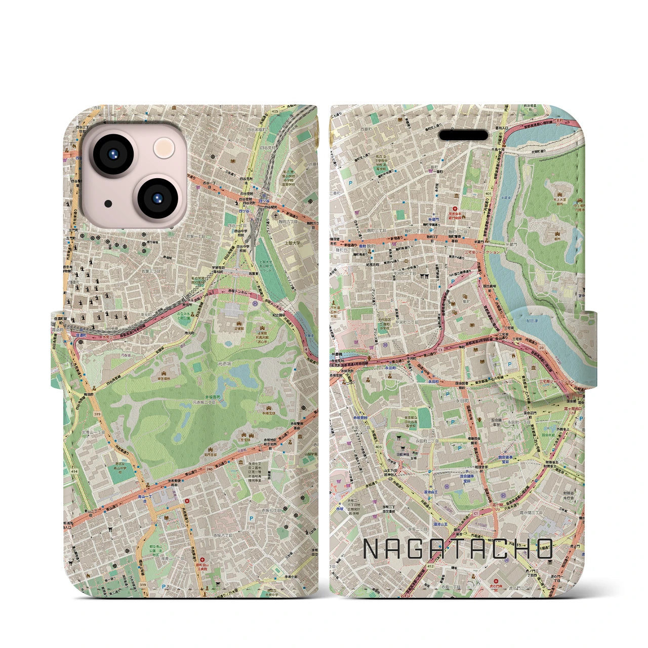 【永田町（東京都）】地図柄iPhoneケース（手帳タイプ）