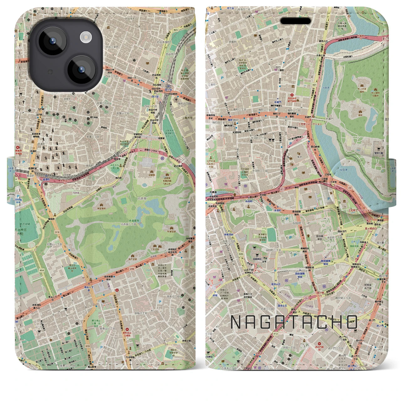 【永田町（東京都）】地図柄iPhoneケース（手帳タイプ）