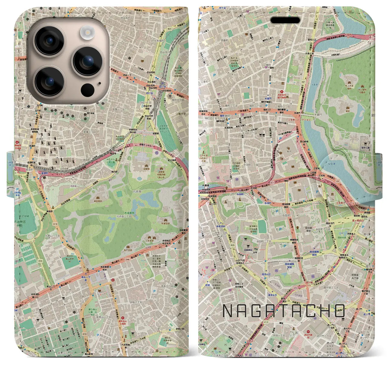 【永田町（東京都）】地図柄iPhoneケース（手帳タイプ）