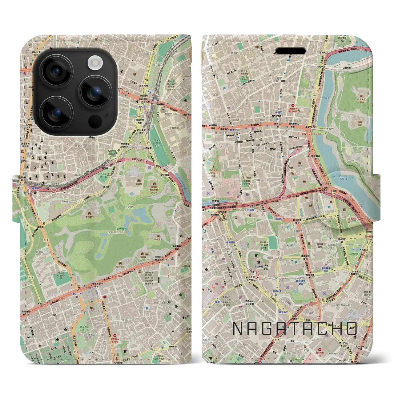 【永田町（東京都）】地図柄iPhoneケース（手帳タイプ）