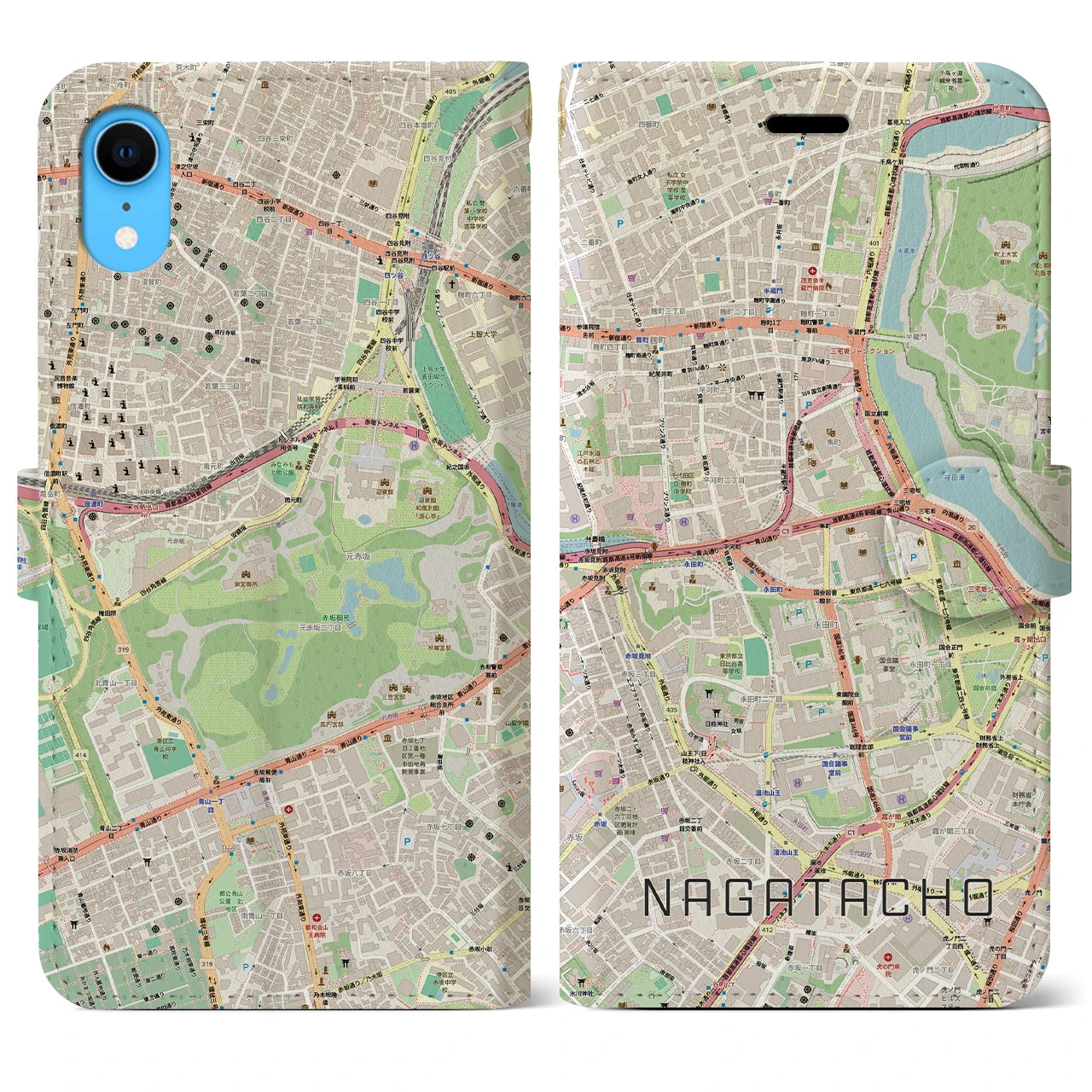 【永田町（東京都）】地図柄iPhoneケース（手帳タイプ）