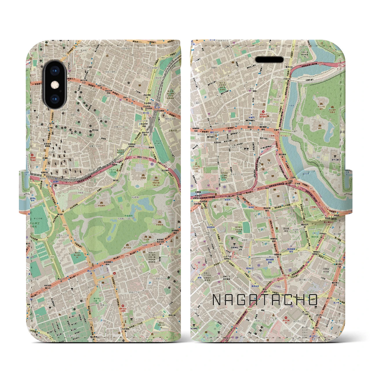 【永田町（東京都）】地図柄iPhoneケース（手帳タイプ）