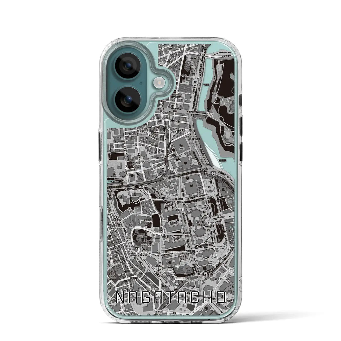 【永田町(東京都)】地図柄iPhoneケース(MagSafeタイプ)モノトーン・iPhone 16 Pro 用