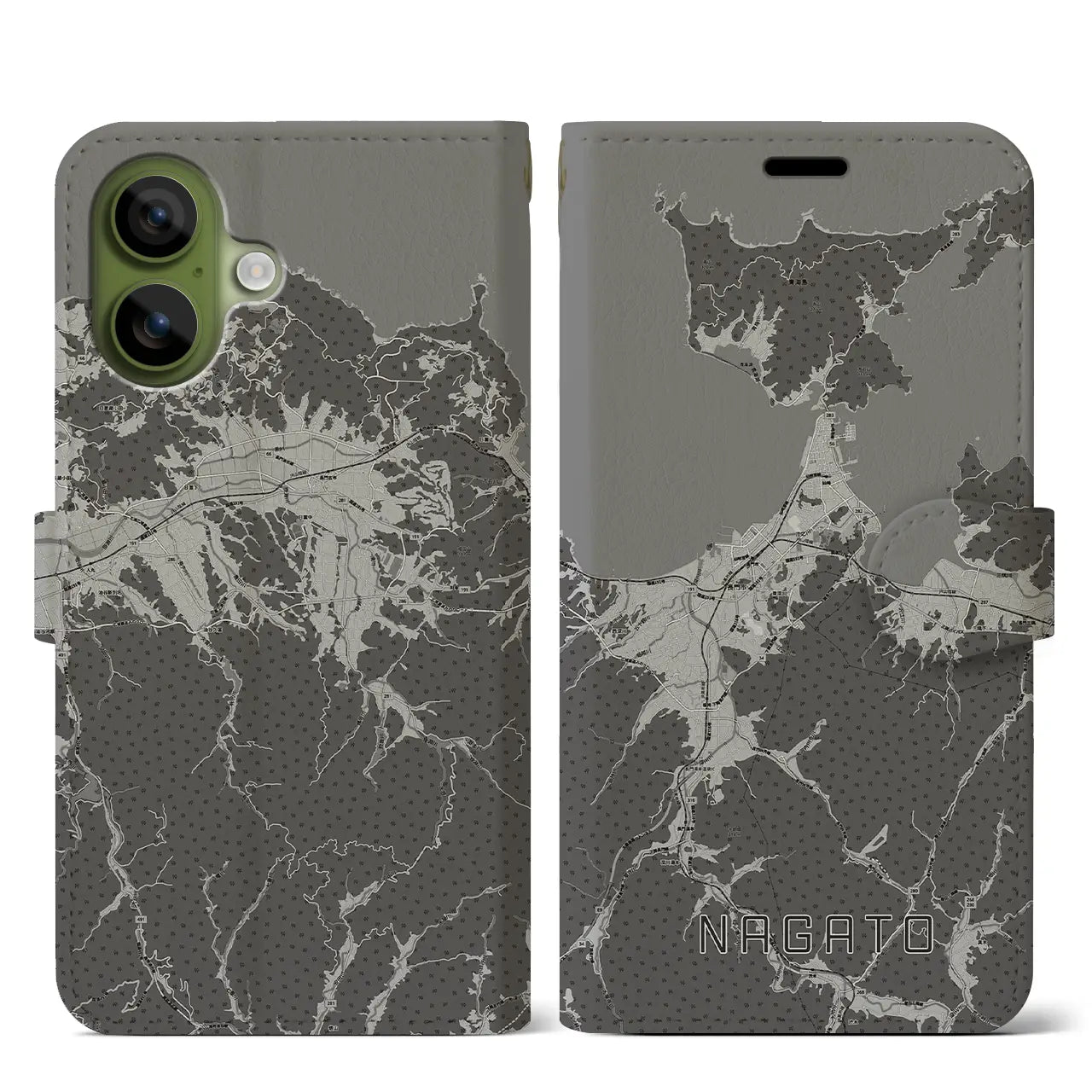 【長門（山口県）】地図柄iPhoneケース（手帳タイプ）