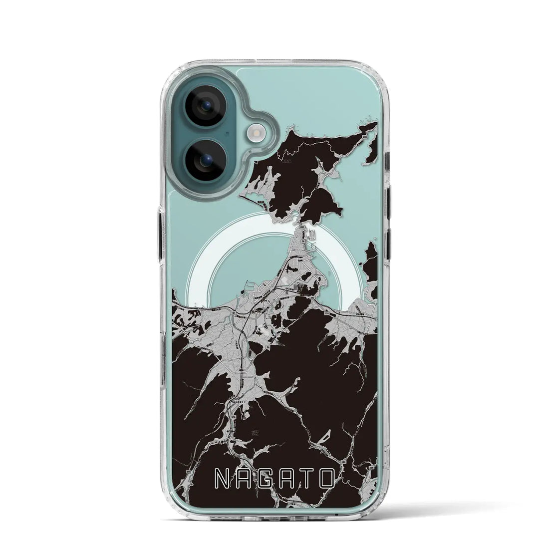 【長門(山口県)】地図柄iPhoneケース(MagSafeタイプ)モノトーン・iPhone 16 Pro 用