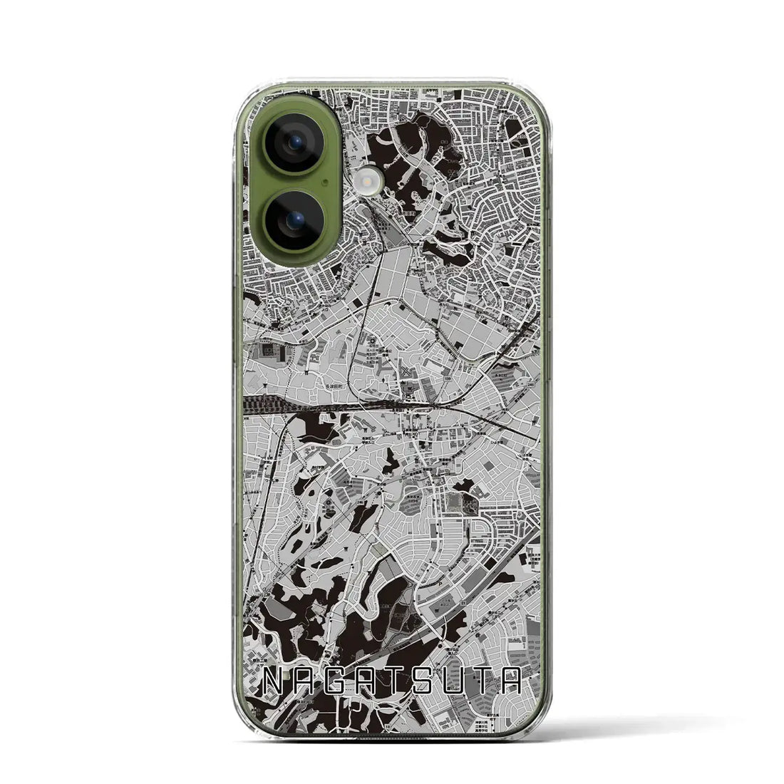 【長津田（神奈川県）】地図柄iPhoneケース（クリアタイプ）モノトーン・iPhone 17 Pro Max 用