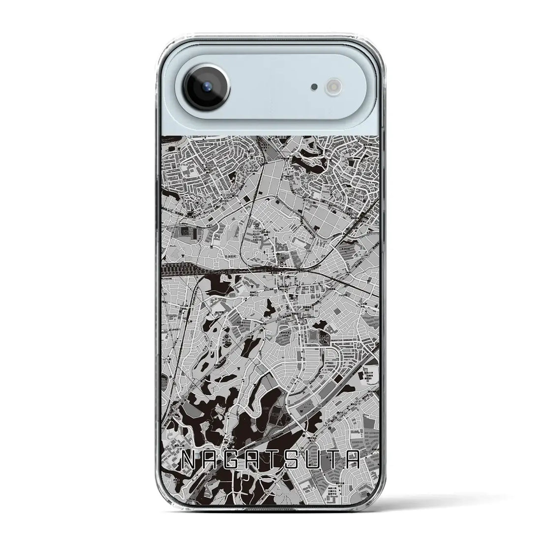 【長津田(神奈川県)】地図柄iPhoneケース(クリアタイプ)モノトーン・iPhone 17 Pro Max 用