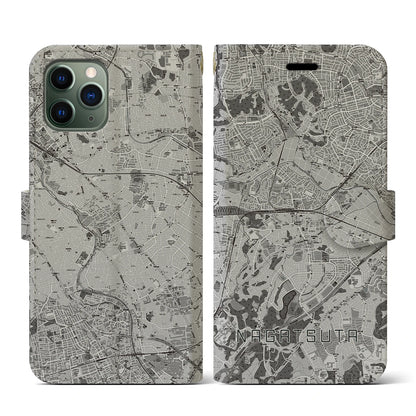 【長津田（神奈川県）】地図柄iPhoneケース（手帳タイプ）モノトーン・iPhone 11 Pro 用