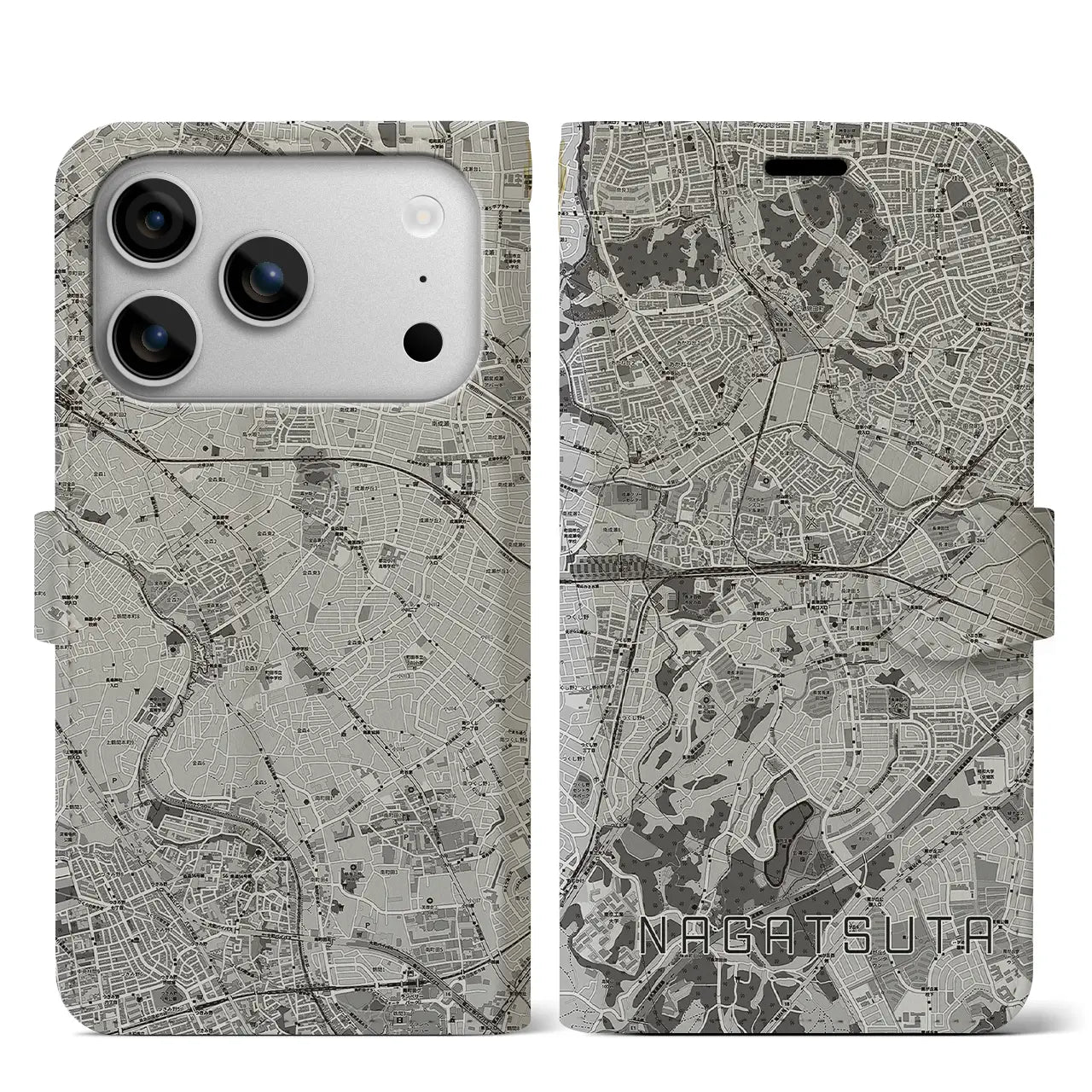 【長津田（神奈川県）】地図柄iPhoneケース（手帳タイプ）