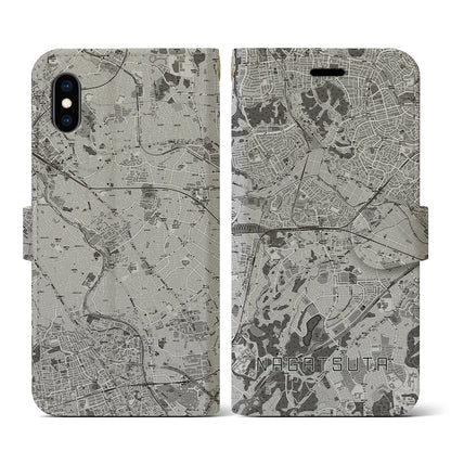 【長津田（神奈川県）】地図柄iPhoneケース（手帳タイプ）モノトーン・iPhone XS / X 用