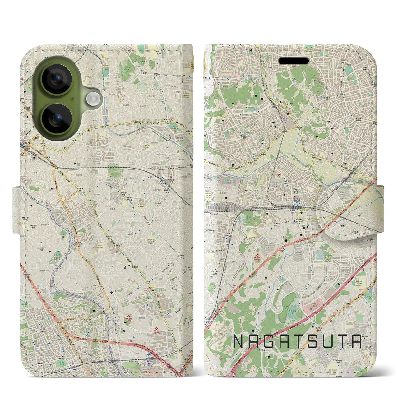 【長津田（神奈川県）】地図柄iPhoneケース（手帳タイプ）