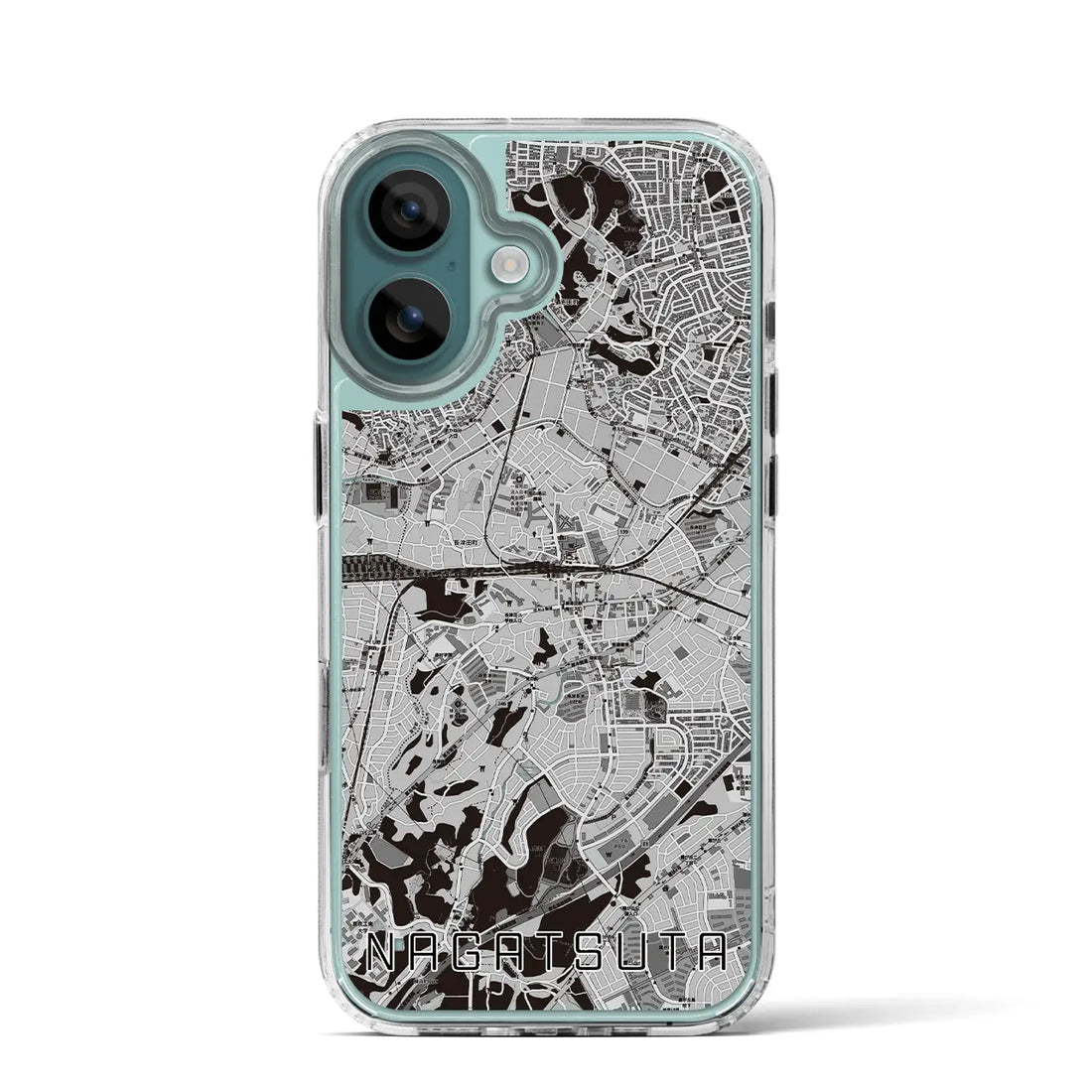 【長津田(神奈川県)】地図柄iPhoneケース(MagSafeタイプ)モノトーン・iPhone 16 Pro 用