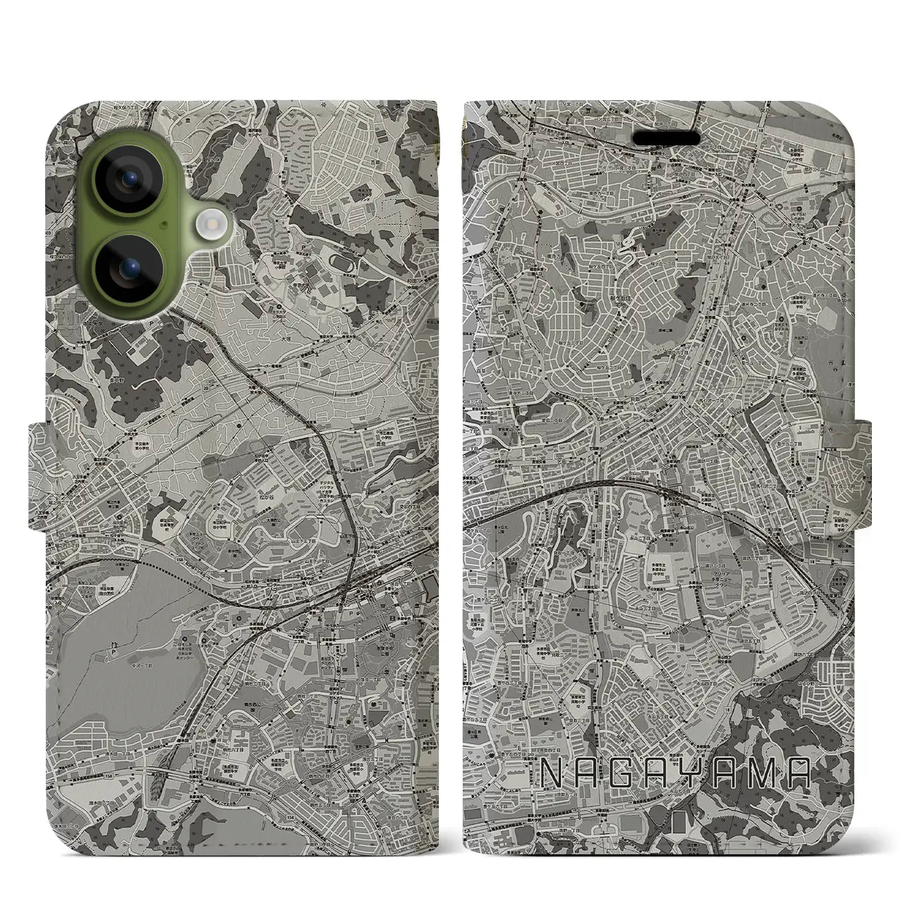 【永山（東京都）】地図柄iPhoneケース（手帳タイプ）