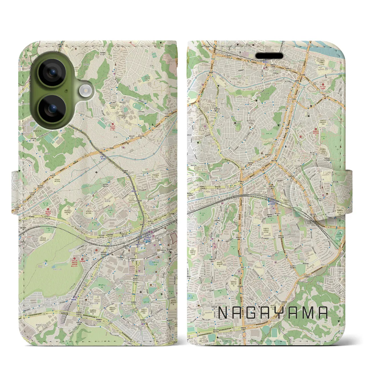 【永山（東京都）】地図柄iPhoneケース（手帳タイプ）