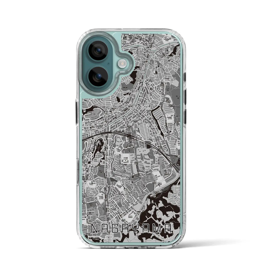 【永山（東京都）】地図柄iPhoneケース（MagSafeタイプ）モノトーン・iPhone 16 Pro 用