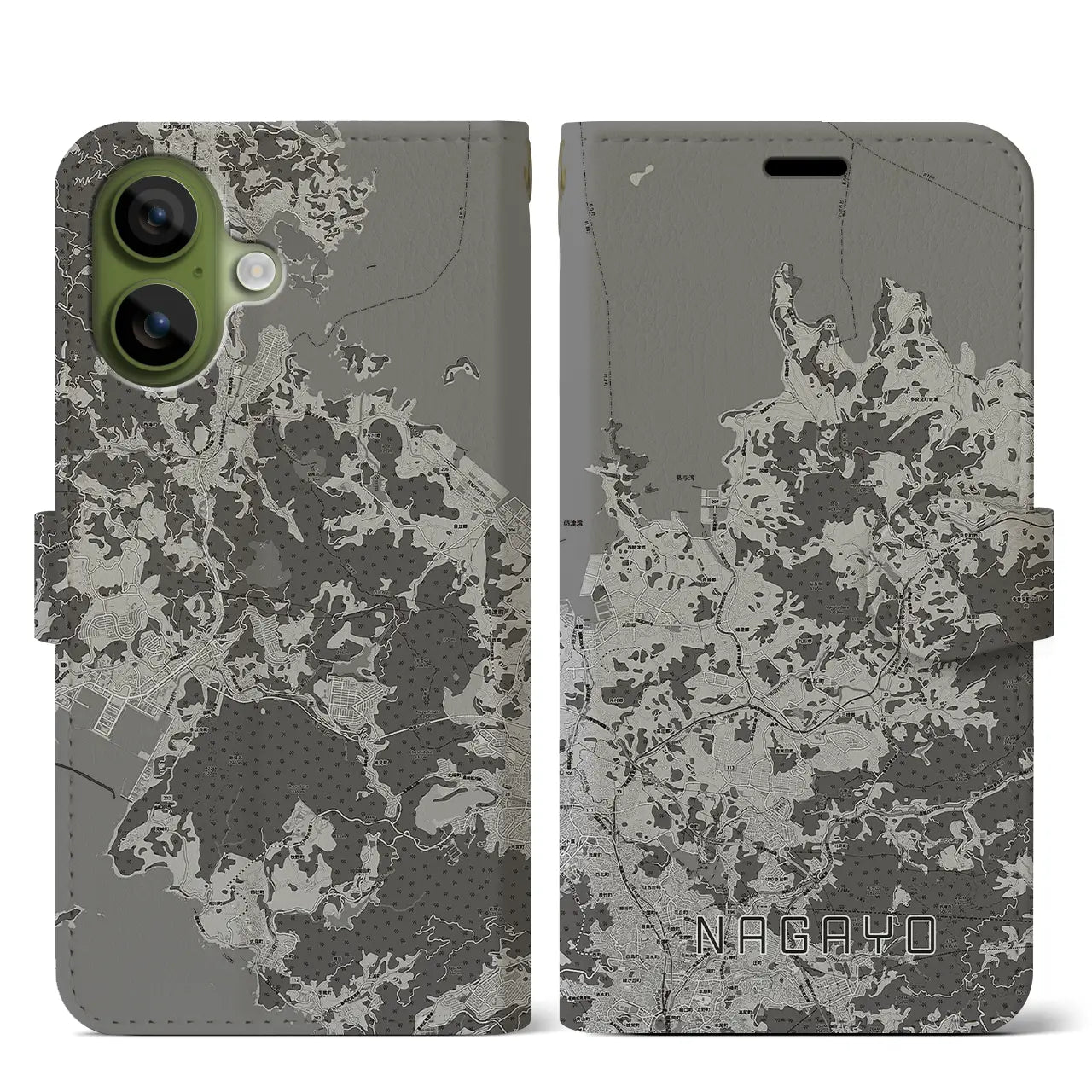 【長与（長崎県）】地図柄iPhoneケース（手帳タイプ）