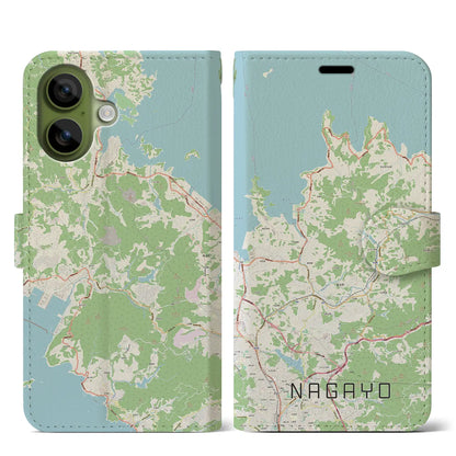 【長与（長崎県）】地図柄iPhoneケース（手帳タイプ）