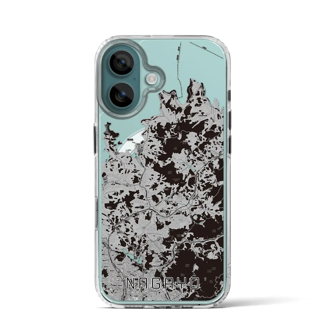 【長与(長崎県)】地図柄iPhoneケース(MagSafeタイプ)モノトーン・iPhone 16 Pro 用