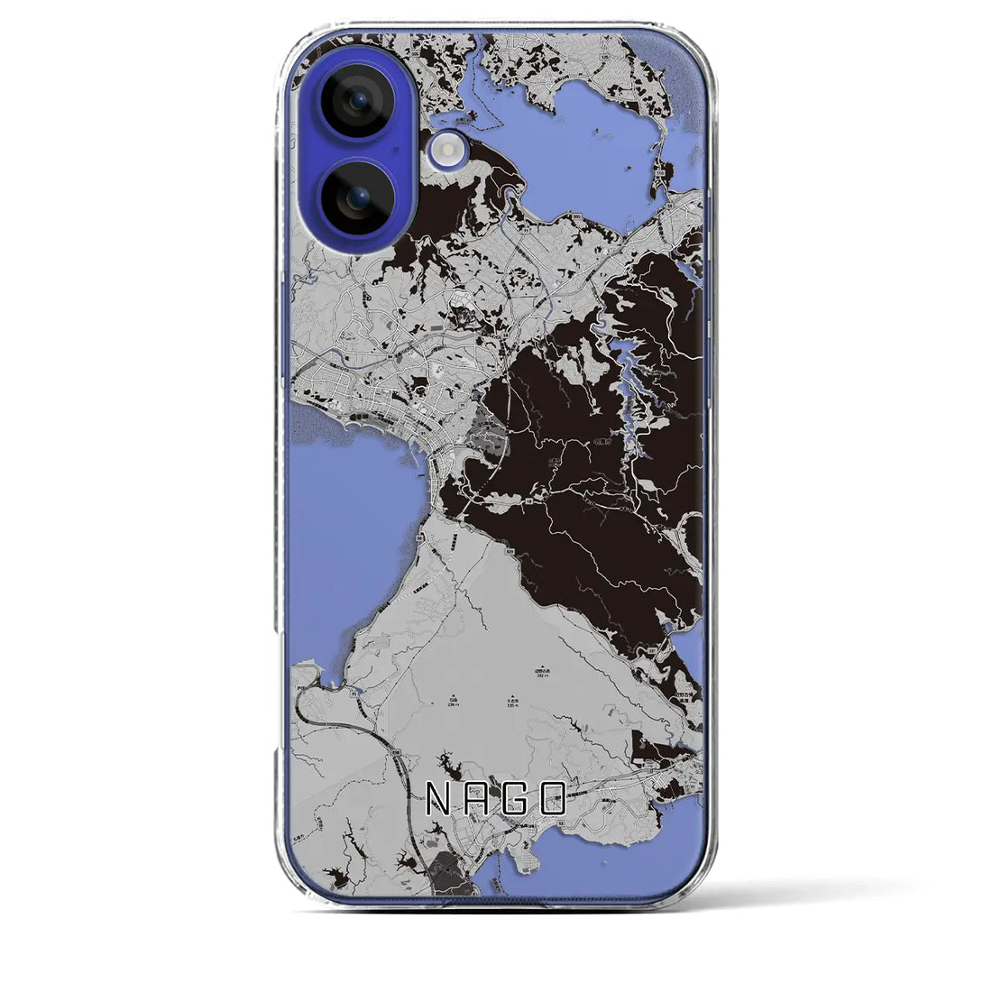 【名護（沖縄県）】地図柄iPhoneケース（クリアタイプ）モノトーン・iPhone 16 Pro Max 用