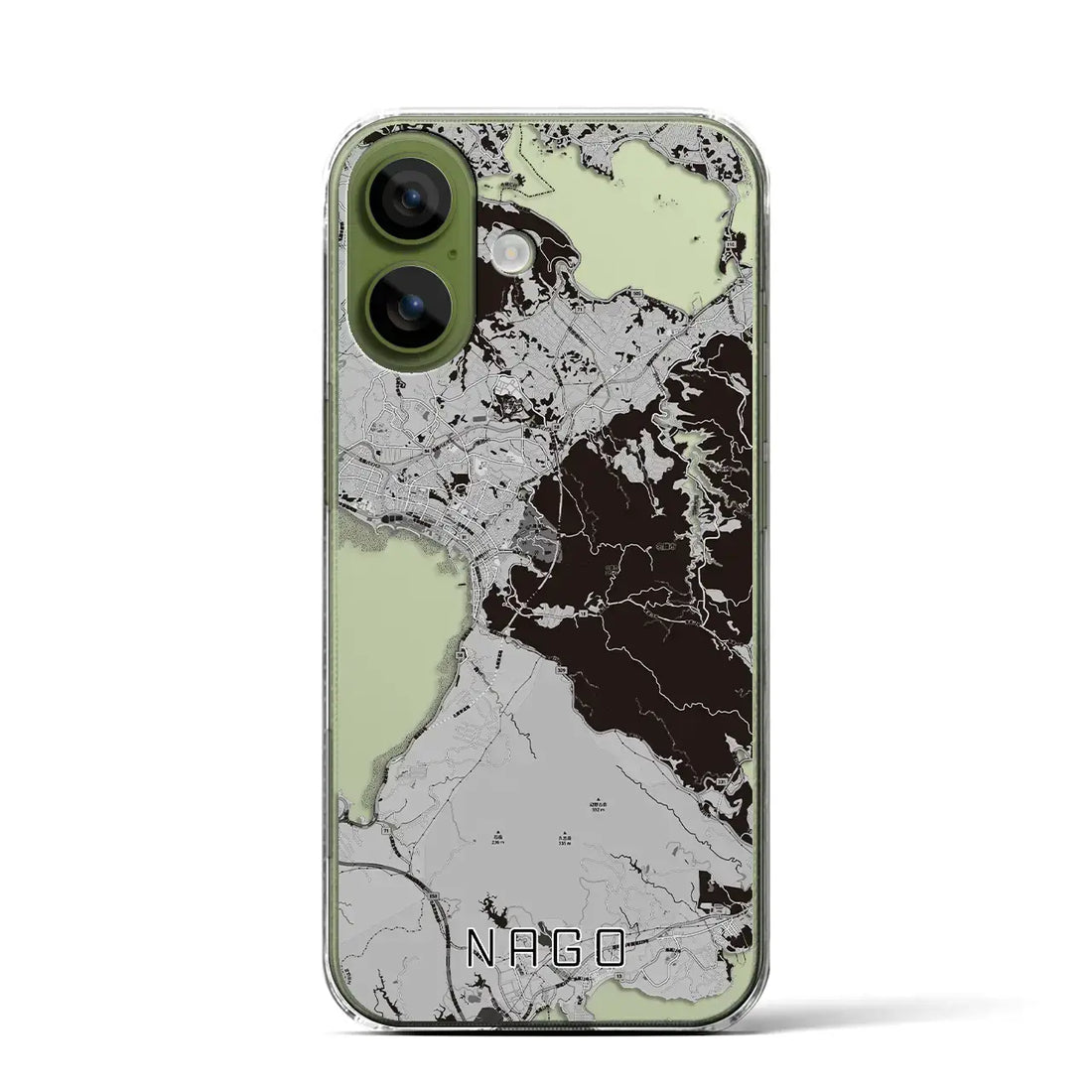 【名護（沖縄県）】地図柄iPhoneケース（クリアタイプ）モノトーン・iPhone 17 Pro Max 用