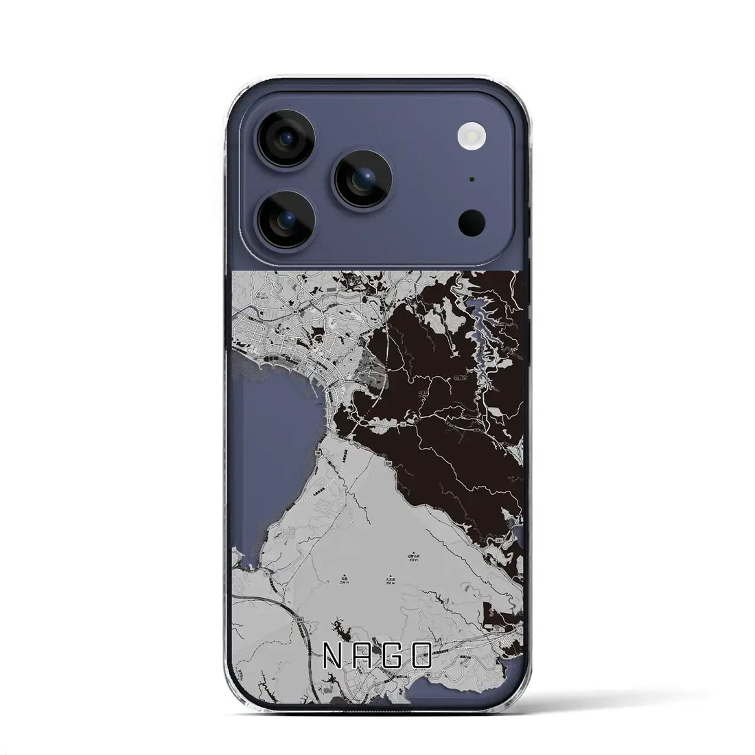 【名護(沖縄県)】地図柄iPhoneケース(クリアタイプ)モノトーン・iPhone 17 Pro Max 用