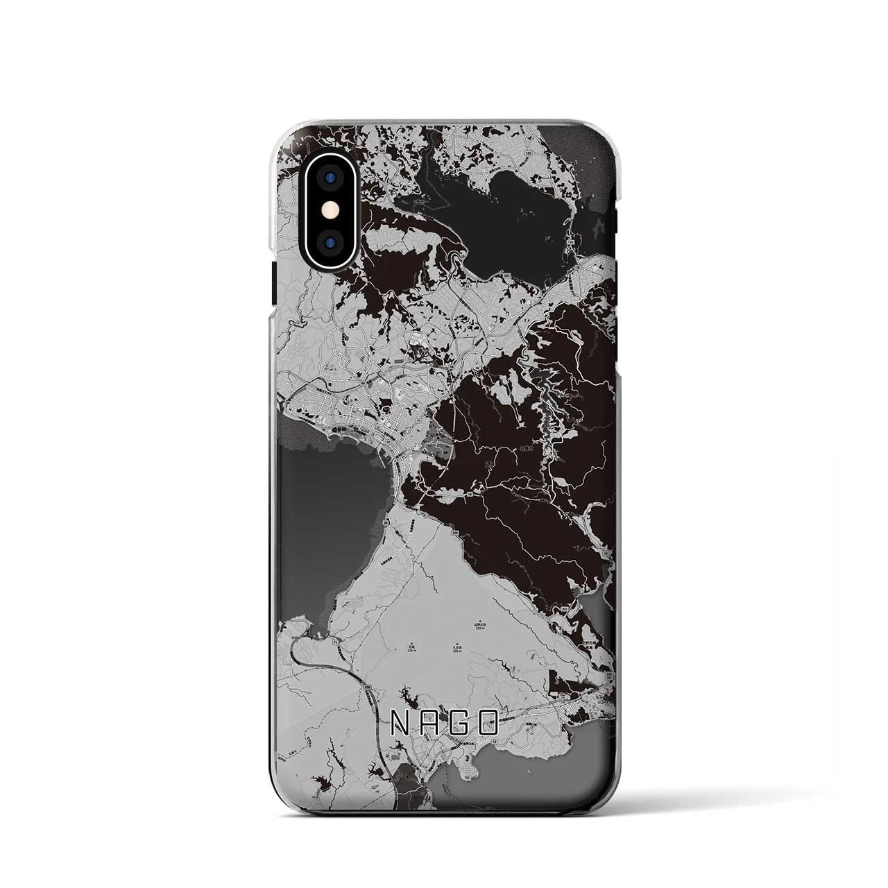 【名護（沖縄県）】地図柄iPhoneケース（クリアタイプ）モノトーン・iPhone XS / X 用