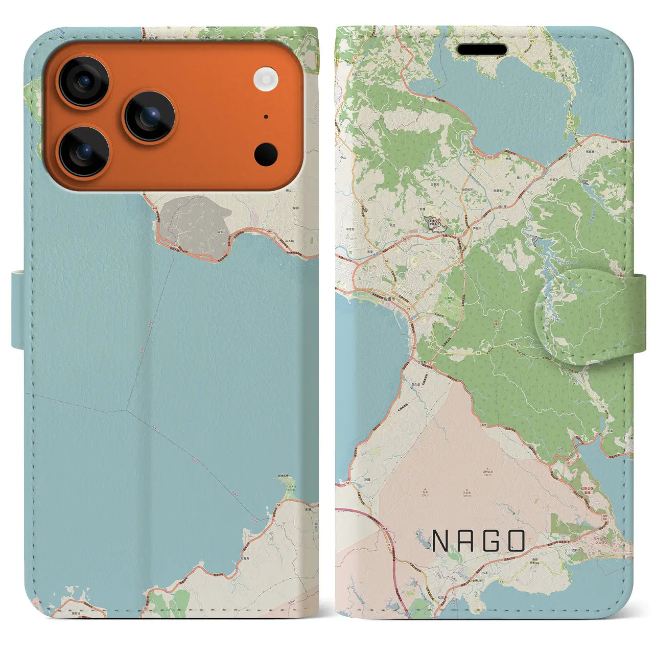 【名護（沖縄県）】地図柄iPhoneケース（手帳タイプ）