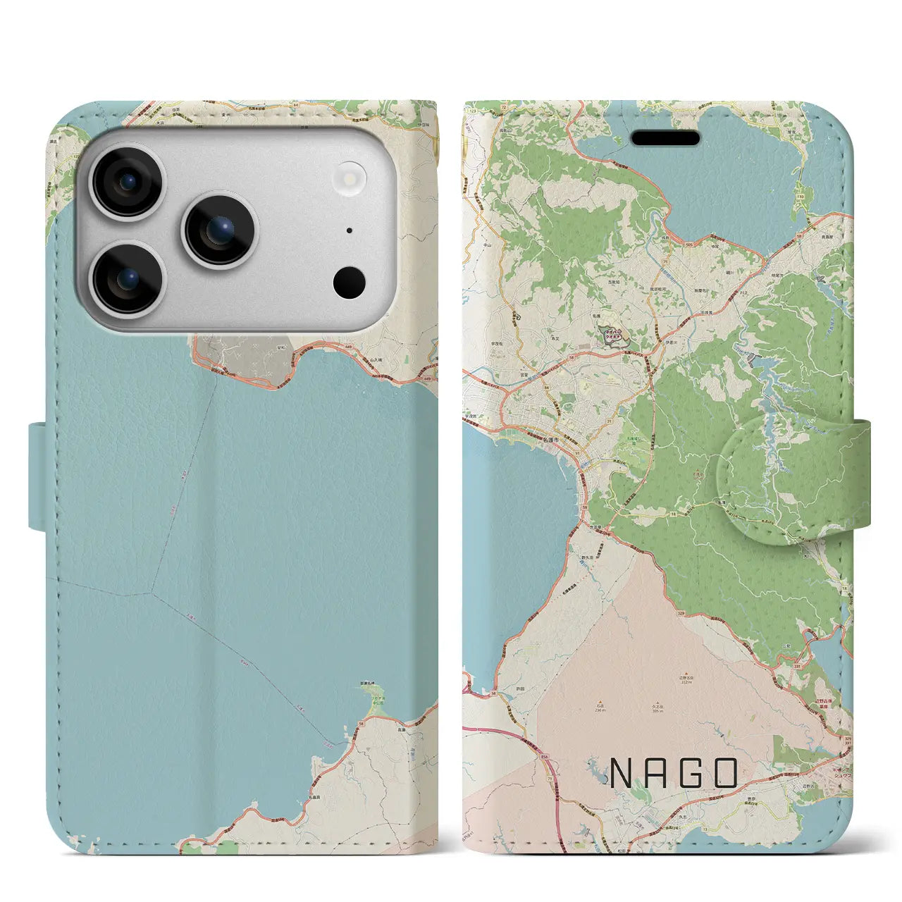 【名護（沖縄県）】地図柄iPhoneケース（手帳タイプ）