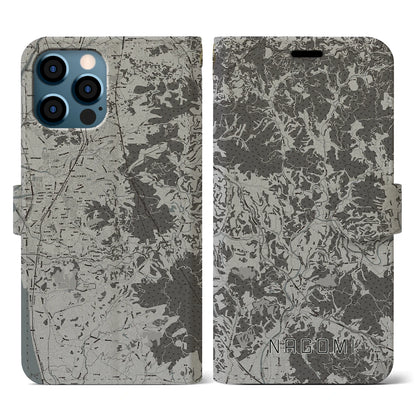 【和水（熊本県）】地図柄iPhoneケース（手帳タイプ）モノトーン・iPhone 12 / 12 Pro 用