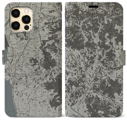 【和水（熊本県）】地図柄iPhoneケース（手帳タイプ）モノトーン・iPhone 12 Pro Max 用