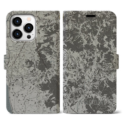 【和水（熊本県）】地図柄iPhoneケース（手帳タイプ）モノトーン・iPhone 13 Pro 用