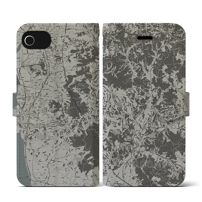 【和水（熊本県）】地図柄iPhoneケース（手帳タイプ）モノトーン・iPhone SE（第3 / 第2世代） / 8 / 7 / 6s / 6 用