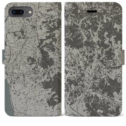 【和水（熊本県）】地図柄iPhoneケース（手帳タイプ）モノトーン・iPhone 8Plus /7Plus / 6sPlus / 6Plus 用