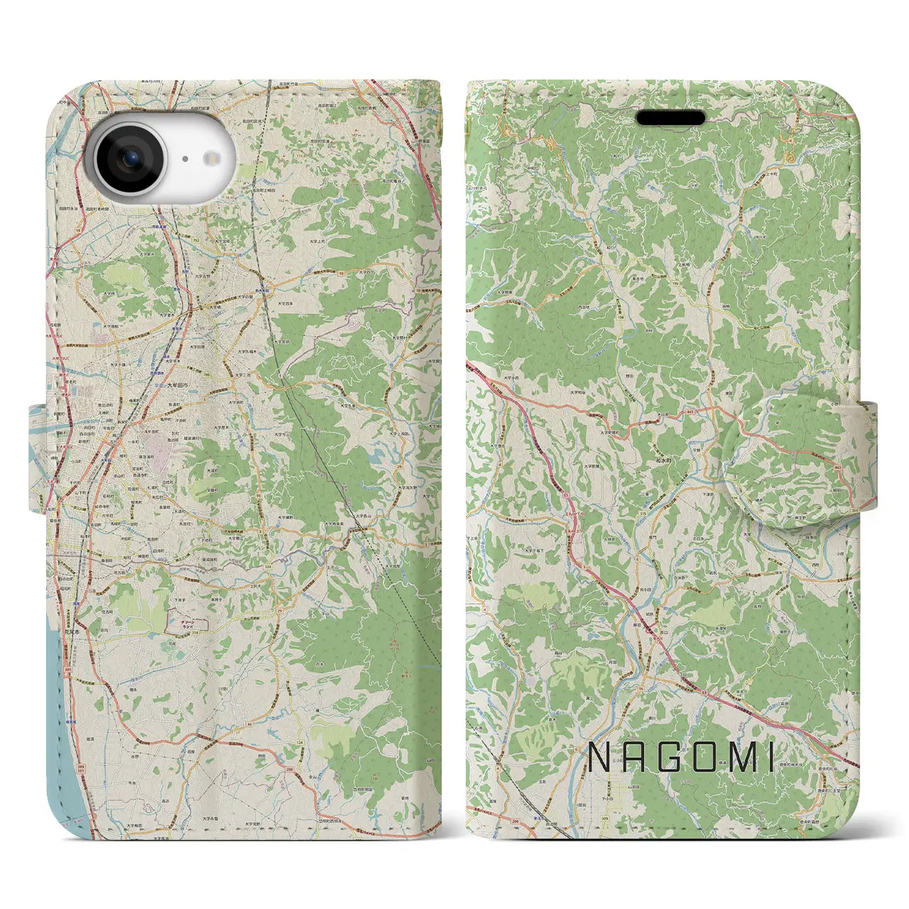 【和水（熊本県）】地図柄iPhoneケース（手帳タイプ）