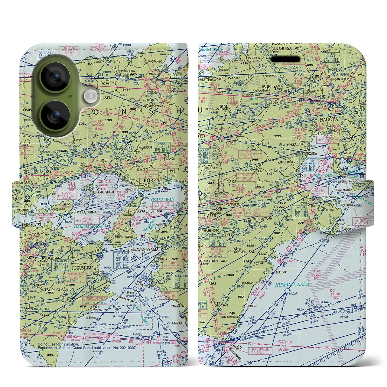 【名古屋航空図（愛知県）】航空図iPhoneケース（手帳タイプ）