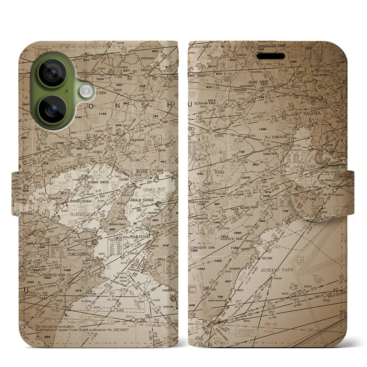 【名古屋航空図（愛知県）】航空図iPhoneケース（手帳タイプ）