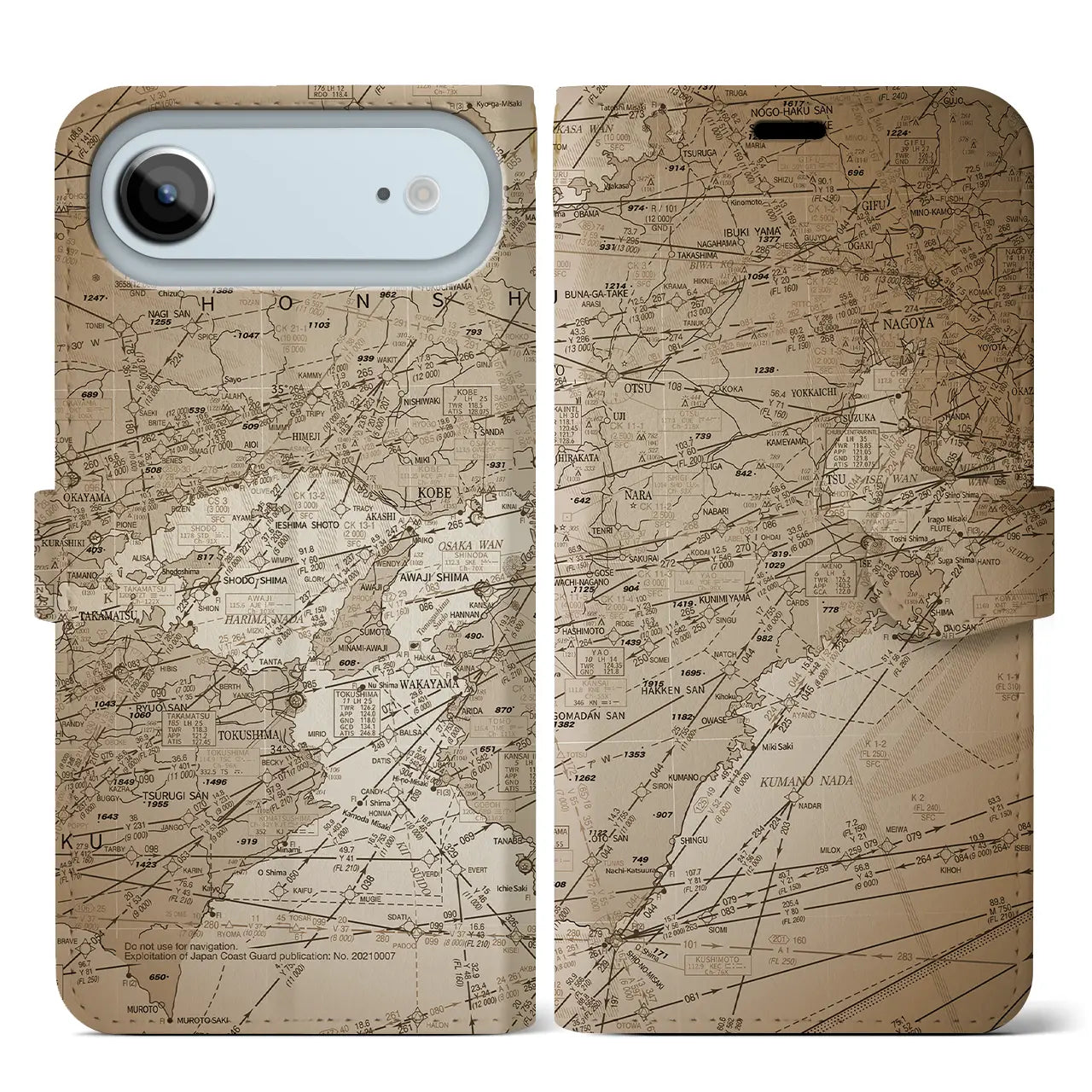 【名古屋航空図（愛知県）】航空図iPhoneケース（手帳タイプ）