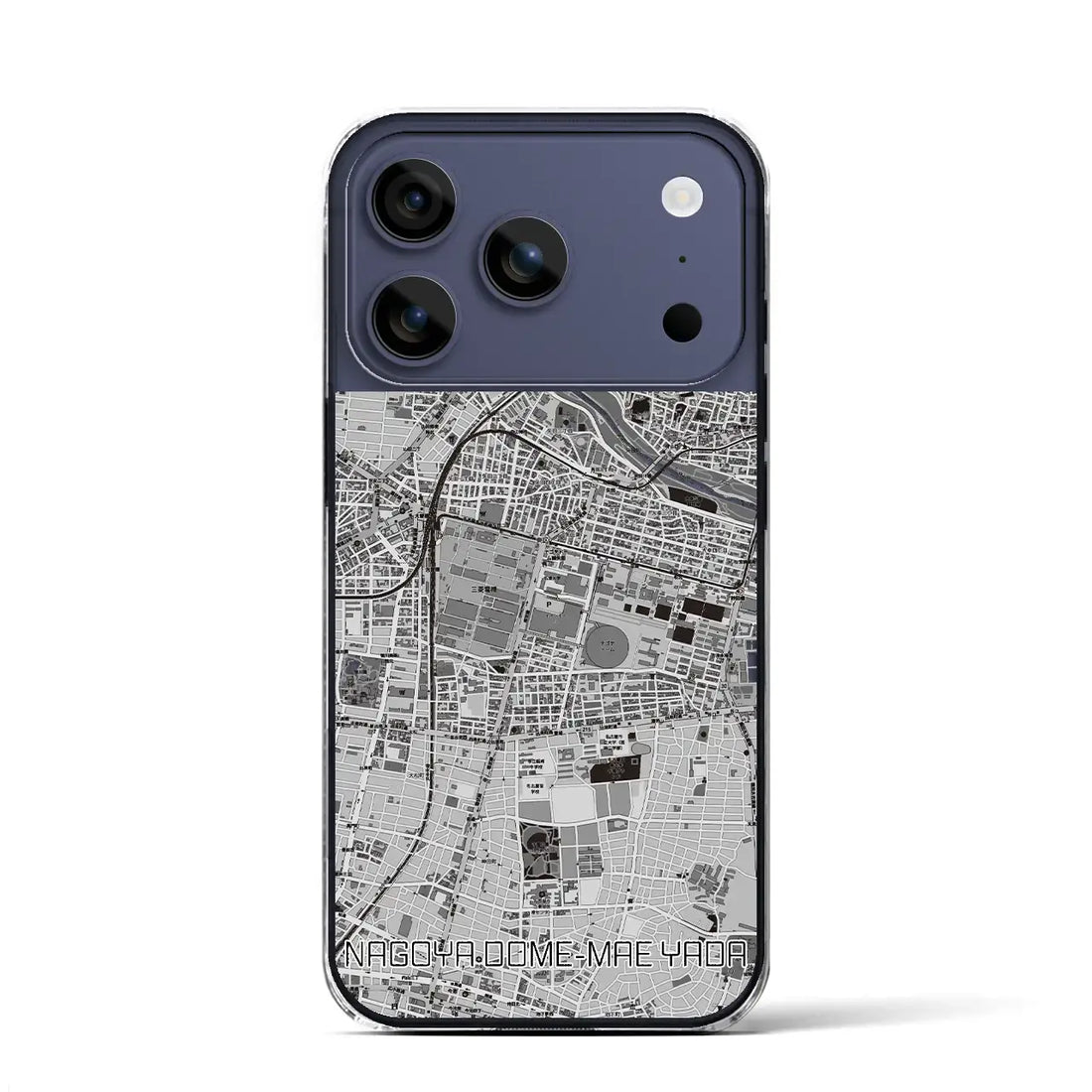 【ナゴヤドーム前矢田(愛知県)】地図柄iPhoneケース(クリアタイプ)モノトーン・iPhone 17 Pro Max 用