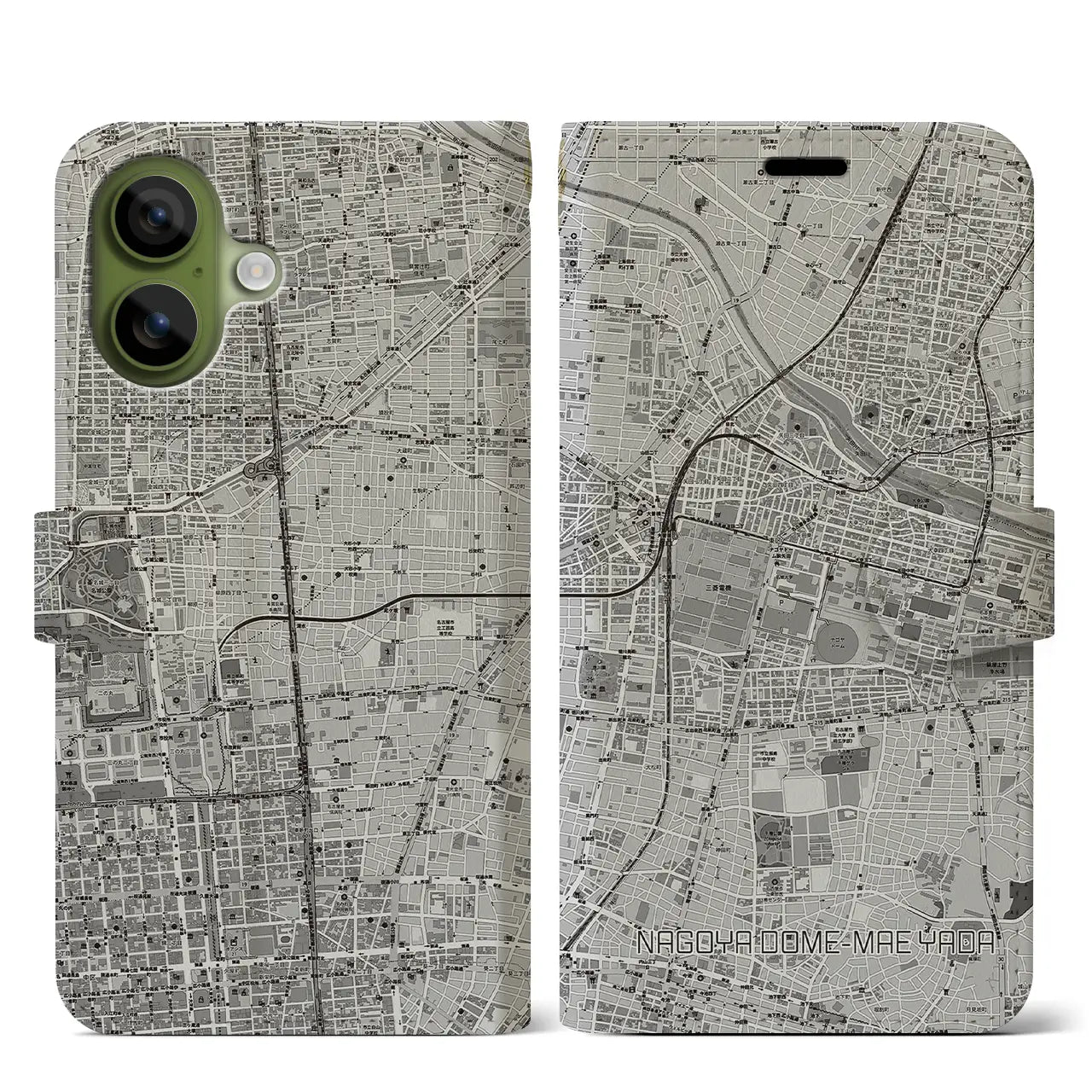 【ナゴヤドーム前矢田（愛知県）】地図柄iPhoneケース（手帳タイプ）