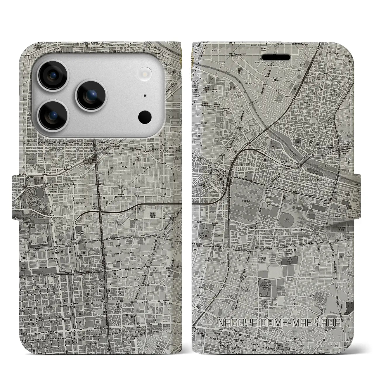 【ナゴヤドーム前矢田（愛知県）】地図柄iPhoneケース（手帳タイプ）