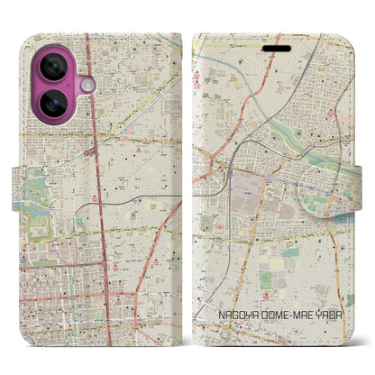 【ナゴヤドーム前矢田（愛知県）】地図柄iPhoneケース（手帳タイプ）ナチュラル・iPhone 16 Pro 用