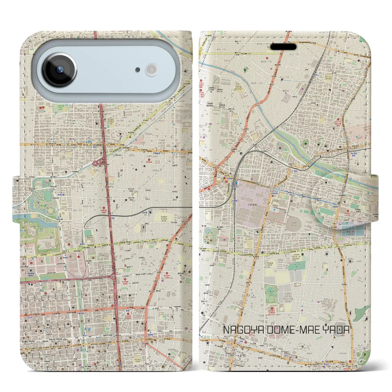 【ナゴヤドーム前矢田（愛知県）】地図柄iPhoneケース（手帳タイプ）