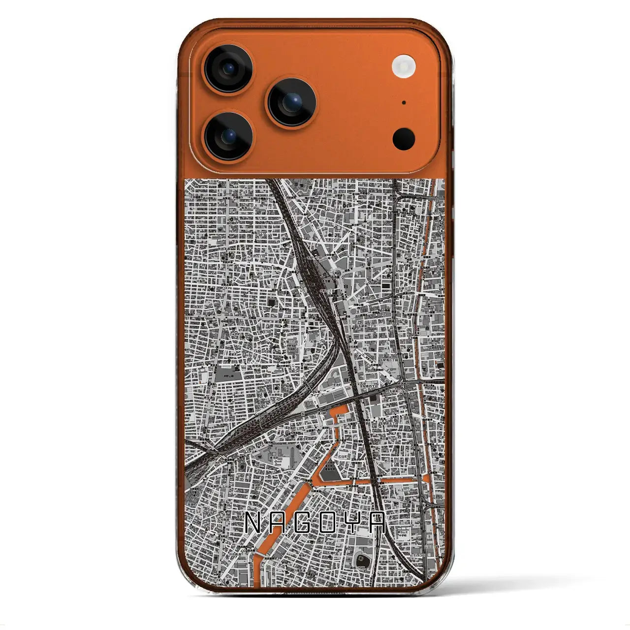 【名古屋2（愛知県）】地図柄iPhoneケース（クリアタイプ）モノトーン・iPhone 17 Pro Max 用