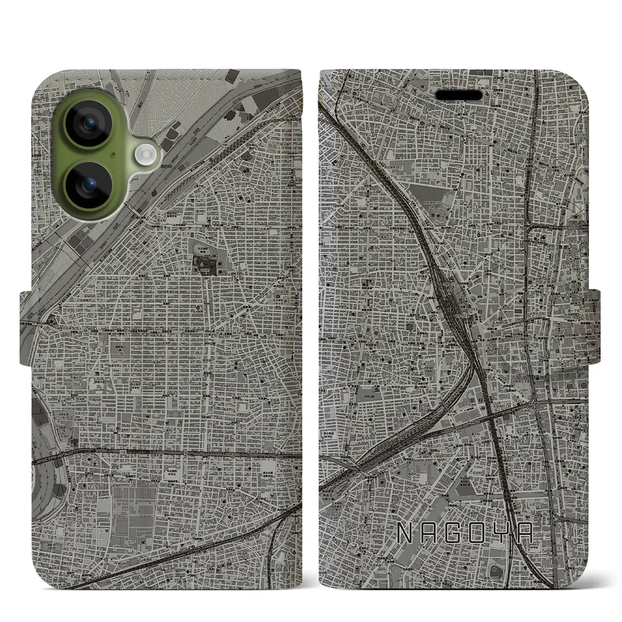 【名古屋2（愛知県）】地図柄iPhoneケース（手帳タイプ）