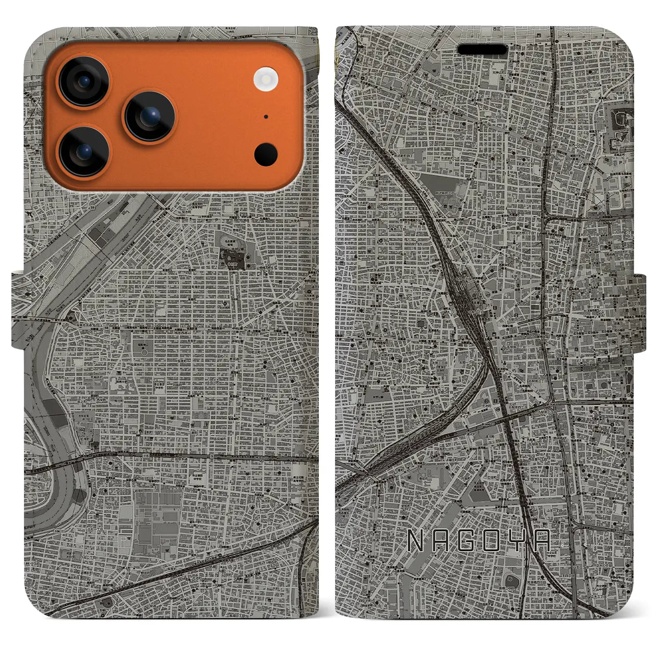 【名古屋2（愛知県）】地図柄iPhoneケース（手帳タイプ）