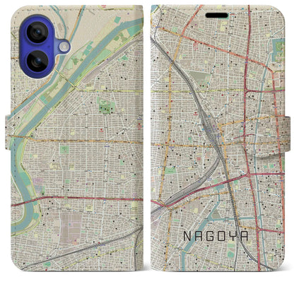 【名古屋2（愛知県）】地図柄iPhoneケース（手帳タイプ）ナチュラル・iPhone 16 Pro Max 用