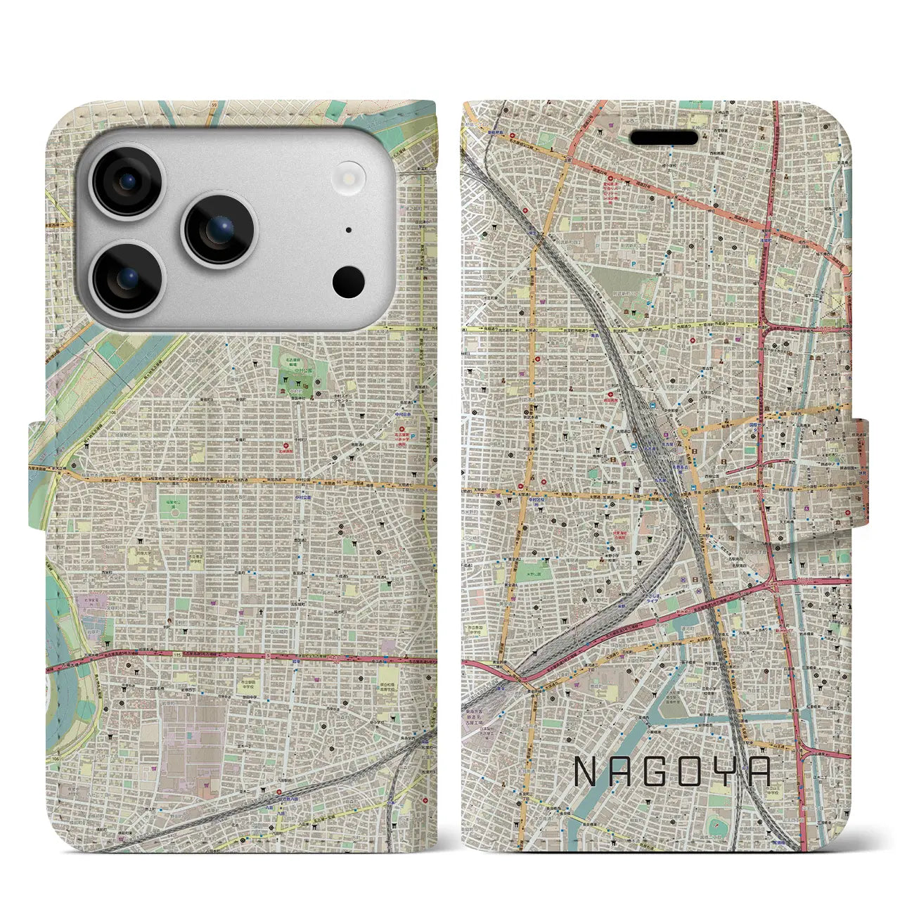 【名古屋2（愛知県）】地図柄iPhoneケース（手帳タイプ）