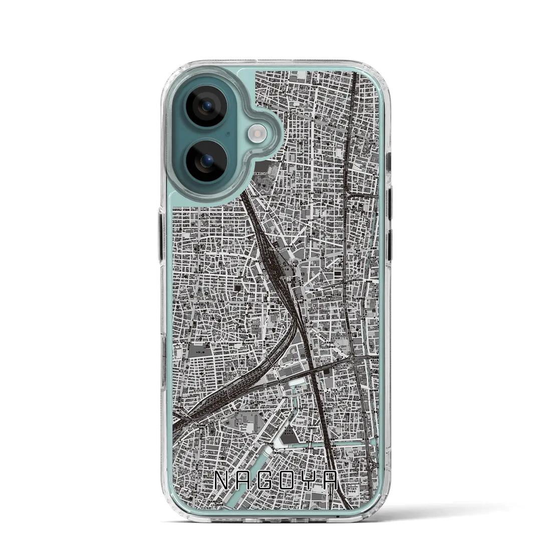 【名古屋2（愛知県）】地図柄iPhoneケース（MagSafeタイプ）モノトーン・iPhone 16 Pro 用