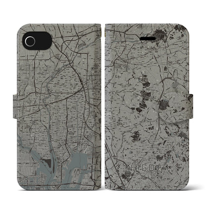 【名古屋（愛知県）】地図柄iPhoneケース（手帳タイプ）モノトーン・iPhone SE（第3 / 第2世代） / 8 / 7 / 6s / 6 用